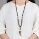 Tibetan Wenge Wood Om Mani Padme Hum Protection Necklace