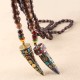 Tibetan Wenge Wood Om Mani Padme Hum Protection Necklace