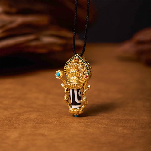 Tibetan Dzi Manjusri Bodhisattva Compassion Necklace Tibetan Dzi Manjusri Bodhisattva Compassion Necklace