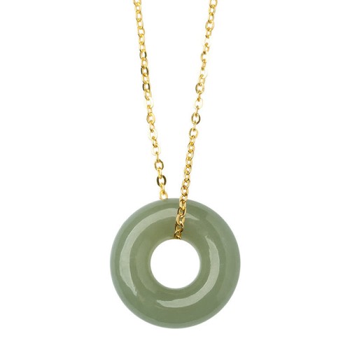 925 Silver Plated Gold Hetian Jade Peace Necklace 925 Silver Plated Gold Hetian Jade Peace Necklace