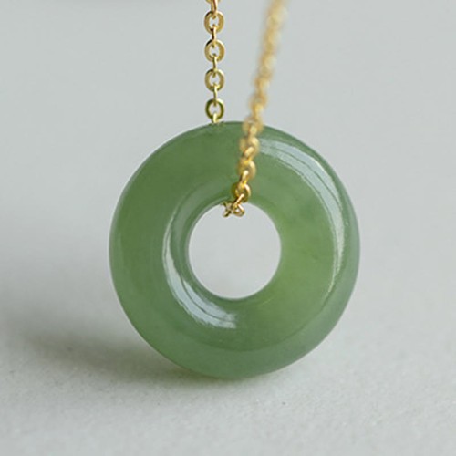 925 Silver Plated Gold Hetian Jade Peace Necklace 925 Silver Plated Gold Hetian Jade Peace Necklace