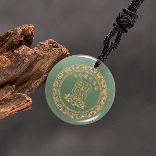 Swastika Lotus Crystal Obsidian Purification Necklace Pendant
