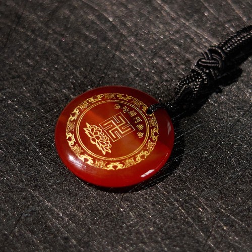 Swastika Lotus Crystal Obsidian Purification Necklace Pendant