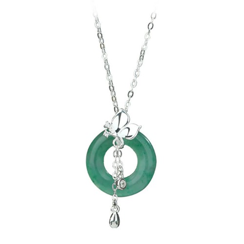 925 Silver Jade Butterfly Peace Necklace