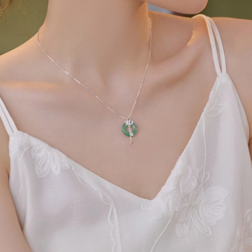 925 Silver Jade Butterfly Peace Necklace