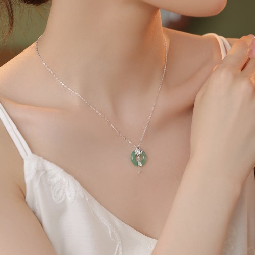 925 Silver Jade Butterfly Peace Necklace