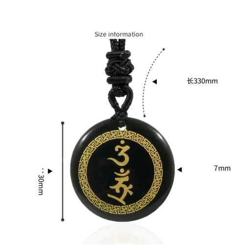 Swastika Vajra Protection Mantra Black Obsidian Pendant Swastika Vajra Protection Mantra Black Obsidian Pendant