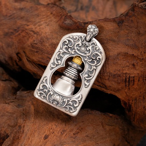 925 Silver Tibetan Garuda Vajra Bell Protection Necklace 925 Silver Tibetan Garuda Vajra Bell Protection Necklace