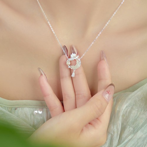 Hetian Jade Sterling Silver Pearl Necklace Pendant