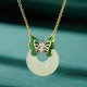 925 Silver Hetian Jade Butterfly Zircon Luck Necklace