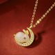 925 Silver Hetian White Jade Rabbit Crescent Moon Luck Pendant 925 Silver Hetian White Jade Rabbit Crescent Moon Luck Pendant