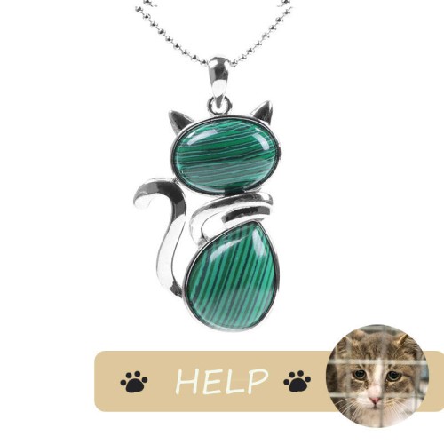 "Save A Cat" Cute Cat Protection Crystal Necklace
