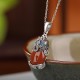 925 Silver Red Agate PiXiu Protection Ring Necklace