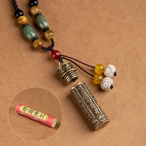 Tibetan Om Mani Padme Hum Agate Sutra Protection Necklace Tibetan Om Mani Padme Hum Agate Sutra Protection Necklace
