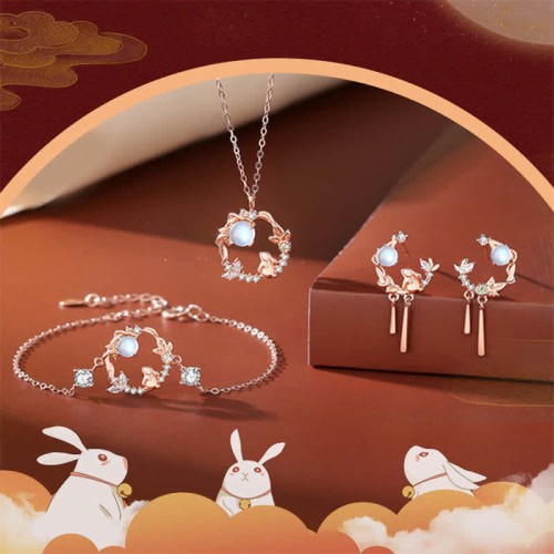 925 Silver Year of the Rabbit Moonstone Necklace