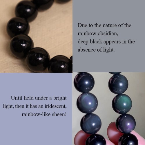 Feng Shui Rainbow Obsidian PiXiu Healing Necklace