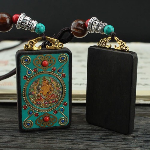 Tibetan God of Wealth Tree Ebony Peace Pendant