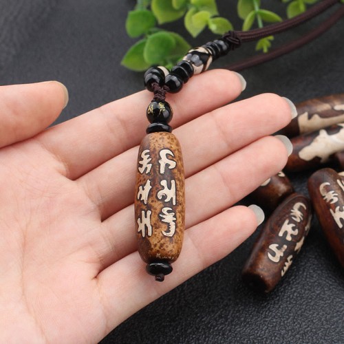 Tibet Om Mani Padme Hum Dzi Bead Wealth Necklace Tibet Om Mani Padme Hum Dzi Bead Wealth Necklace