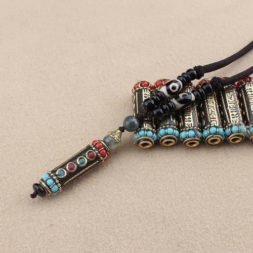 Tibetan Om Mani Padme Hum Dzi Bead Necklace Pendant Tibetan Om Mani Padme Hum Dzi Bead Necklace Pendant