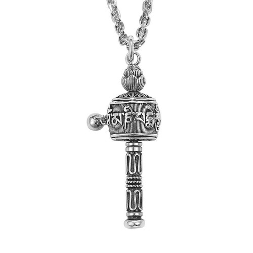Tibetan Om Mani Padme Hum Prayer Wheel Lotus Necklace Tibetan Om Mani Padme Hum Prayer Wheel Lotus Necklace