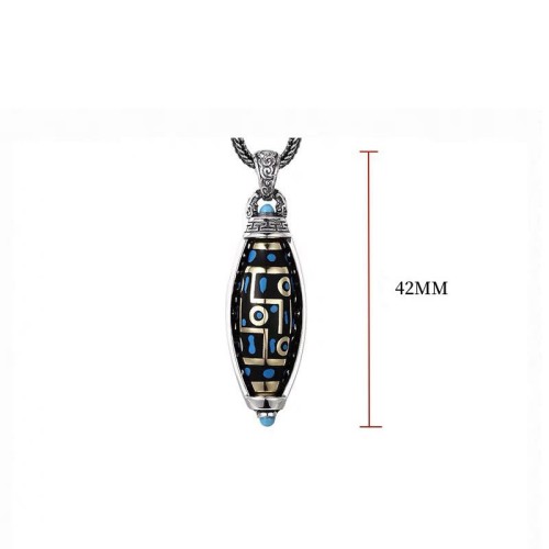 Tibetan Om Mani Padme Hum Nine-Eye Dzi Bead Necklace