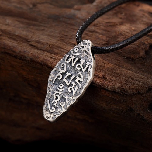 Tibetan 925 Silver Om Mani Padme Hum Necklace Pendant Tibetan 925 Silver Om Mani Padme Hum Necklace Pendant