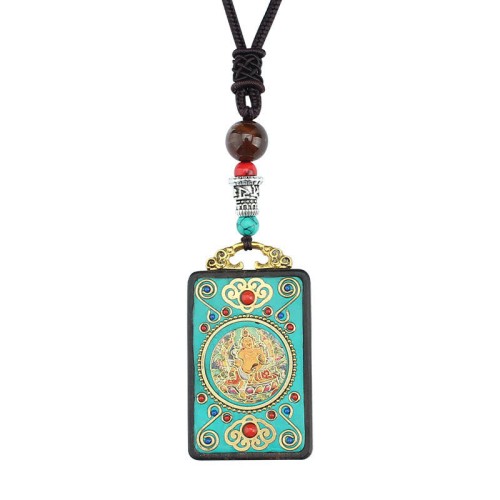 Tibetan God of Wealth Tree Ebony Peace Pendant