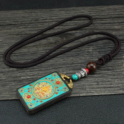 Tibetan God of Wealth Tree Ebony Peace Pendant