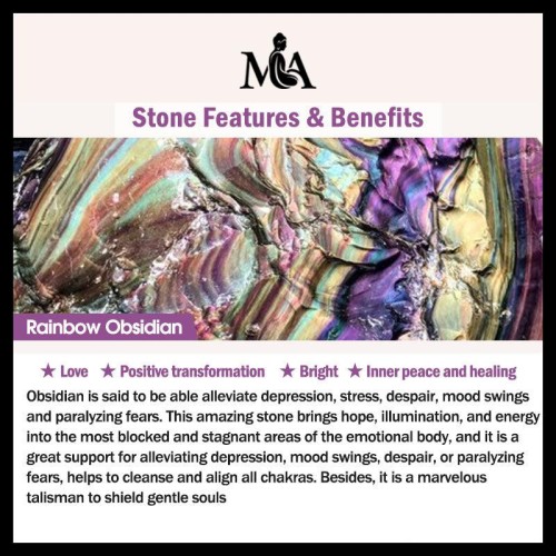 Feng Shui Rainbow Obsidian PiXiu Healing Necklace