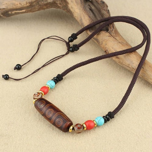 Tibetan Nine-Eye Dzi Bead Protection Necklace