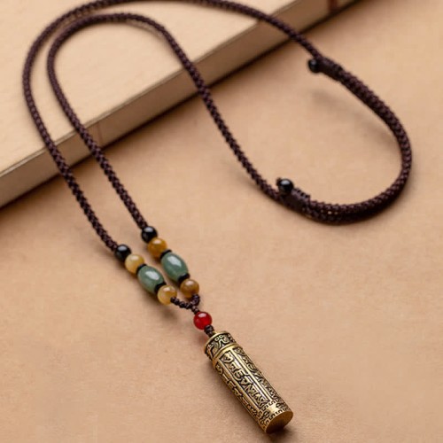 Tibetan Om Mani Padme Hum Agate Sutra Protection Necklace Tibetan Om Mani Padme Hum Agate Sutra Protection Necklace