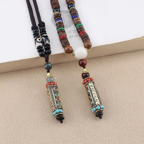 Tibetan Om Mani Padme Hum Dzi Bead Necklace Pendant Tibetan Om Mani Padme Hum Dzi Bead Necklace Pendant