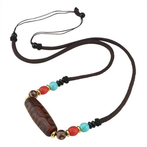 Tibetan Nine-Eye Dzi Bead Protection Necklace