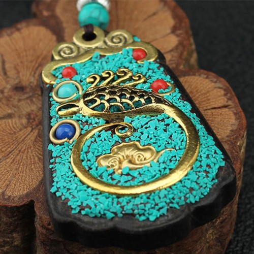 Tibetan God of Wealth Tree Ebony Peace Pendant