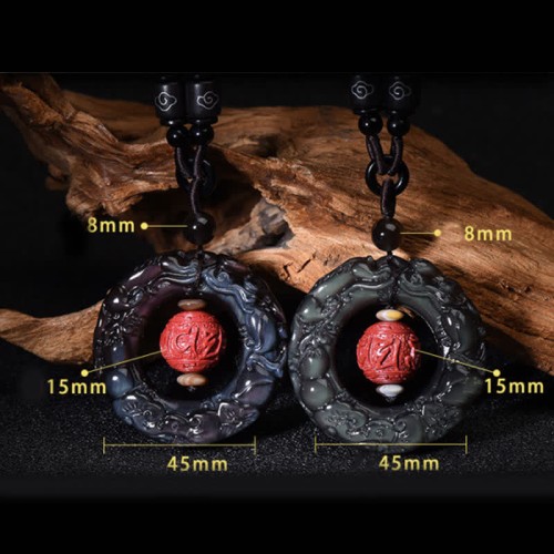 Feng Shui Rainbow Obsidian PiXiu Healing Necklace