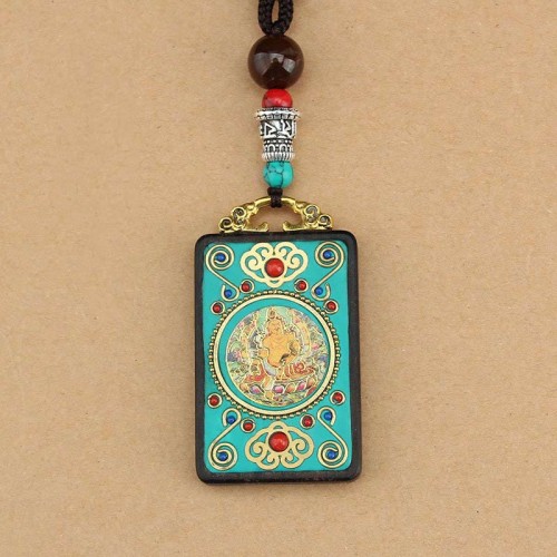 Tibetan God of Wealth Tree Ebony Peace Pendant
