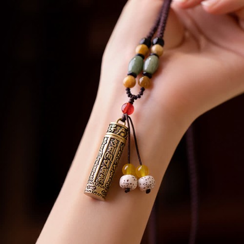 Tibetan Om Mani Padme Hum Agate Sutra Protection Necklace Tibetan Om Mani Padme Hum Agate Sutra Protection Necklace