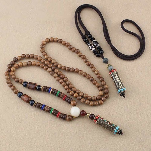 Tibetan Om Mani Padme Hum Dzi Bead Necklace Pendant Tibetan Om Mani Padme Hum Dzi Bead Necklace Pendant