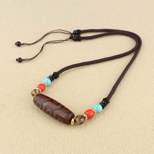 Tibetan Nine-Eye Dzi Bead Protection Necklace