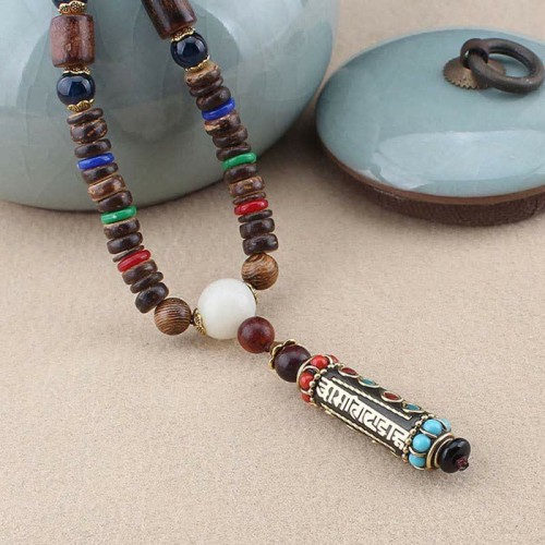 Tibetan Om Mani Padme Hum Dzi Bead Necklace Pendant Tibetan Om Mani Padme Hum Dzi Bead Necklace Pendant