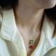 925 Silver Plated Gold Cinnabar Pearl Flower Necklace