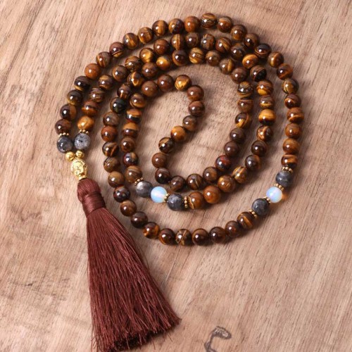 Tibetan Tiger Eye Buddha Power Necklace Pendant