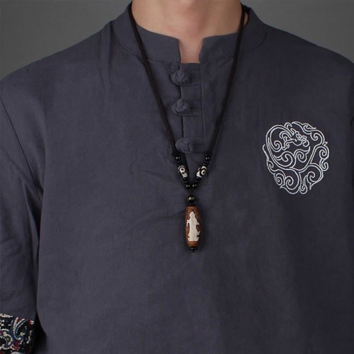 Tibet Om Mani Padme Hum Dzi Bead Wealth Necklace Tibet Om Mani Padme Hum Dzi Bead Wealth Necklace