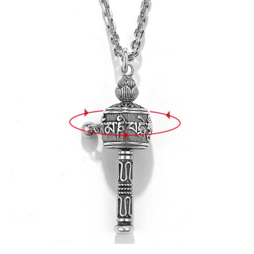 Tibetan Om Mani Padme Hum Prayer Wheel Lotus Necklace Tibetan Om Mani Padme Hum Prayer Wheel Lotus Necklace