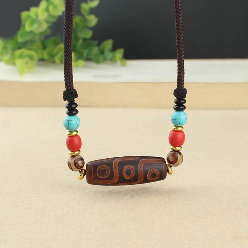 Tibetan Nine-Eye Dzi Bead Protection Necklace