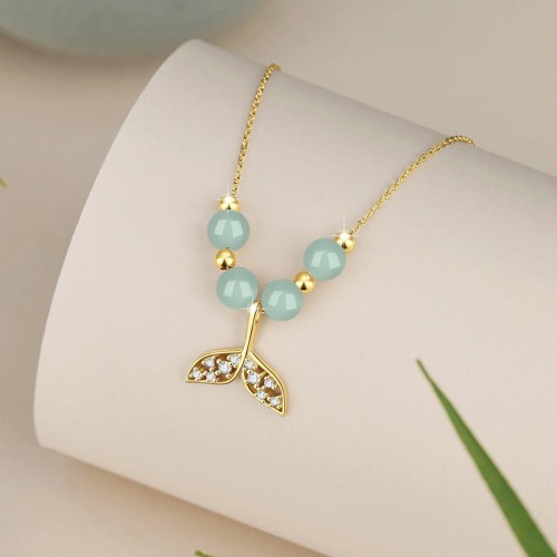 925 Silver Hetian Jade Fishtail Luck Necklace 925 Silver Hetian Jade Fishtail Luck Necklace