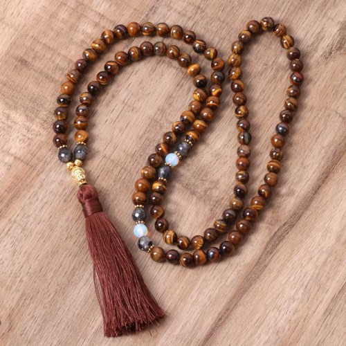 Tibetan Tiger Eye Buddha Power Necklace Pendant