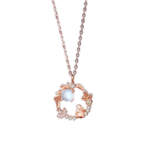925 Silver Year of the Rabbit Moonstone Necklace
