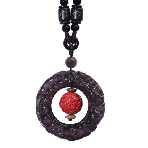 Feng Shui Rainbow Obsidian PiXiu Healing Necklace