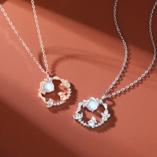 925 Silver Year of the Rabbit Moonstone Necklace